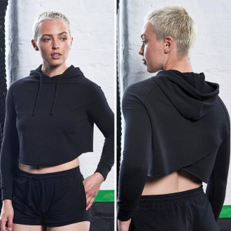 JUST COOL - Dámská crop mikina s kapucí JC054 (black)
