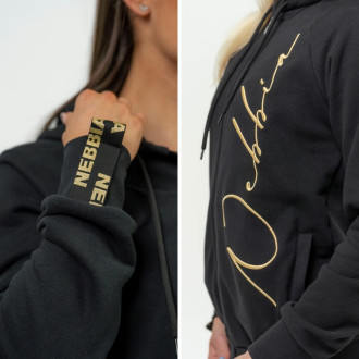 NEBBIA - Dámská sportovní mikina s kapucí 845 (black-gold)
