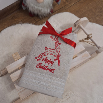 Hnědý vánoční ručník RAINDEER (OLXMAS10)