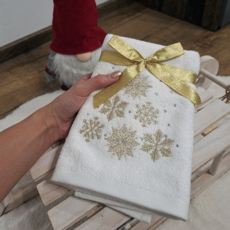 Vánoční ručník SNOW FLAKES I (bílo-zlatá) (OLXMAS14)