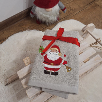 Vánoční ručník SANTA CLAUS (hnědo-červená) (OLXMAS17)
