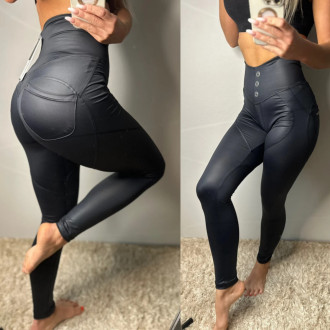 NEBBIA - Bubble Butt legíny s vysokým pasem GLOSSY 586 (black)