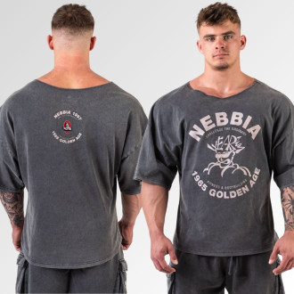 NEBBIA - Washed bavlnený rag top GOLDEN AGE 788 (black)