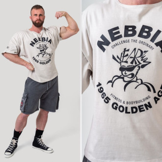 NEBBIA - Washed bavlnený rag top GOLDEN AGE 788 (light grey)