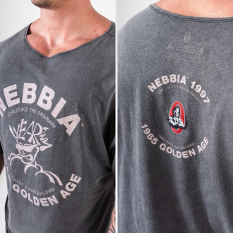 NEBBIA - Washed bavlnený rag top GOLDEN AGE 788 (black)