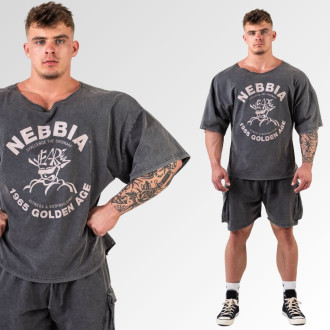 NEBBIA - Washed bavlnený rag top GOLDEN AGE 788 (black)