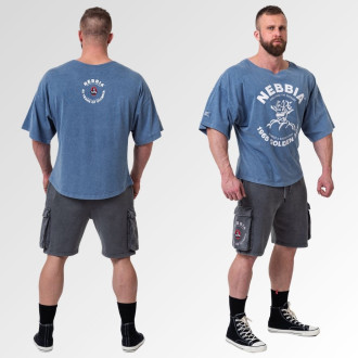 NEBBIA - Washed bavlnený rag top GOLDEN AGE 788 (blue)