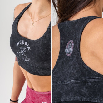 NEBBIA - Washed sportovní podprsenka se střední podporou GOLDEN AGE 778 (black)