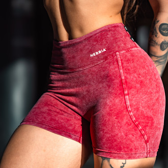 NEBBIA - Washed legínové šortky s vysokým pasem HERITAGE 780 (red)