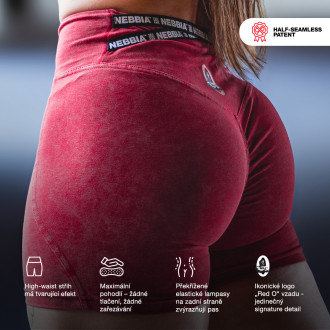 NEBBIA - Washed legínové šortky s vysokým pasem HERITAGE 780 (red)