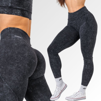 NEBBIA - Washed fitness legíny s vysokým pasem GYM WARRIOR 776 (black)