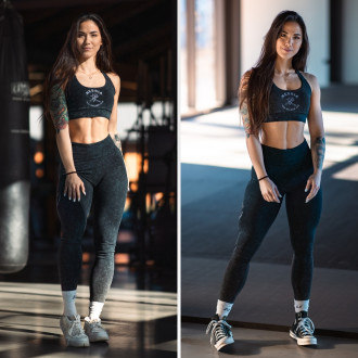 NEBBIA - Washed fitness legíny s vysokým pasem GYM WARRIOR 776 (black)