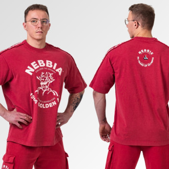 NEBBIA - Washed oversized tričko GOLDEN AGE 790 (red)