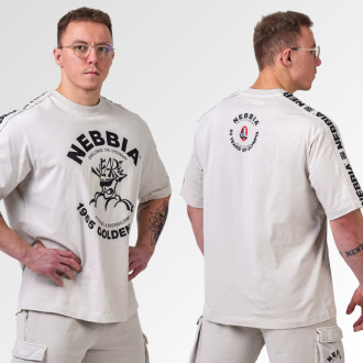 NEBBIA - Washed oversized tričko GOLDEN AGE 790 (light grey)