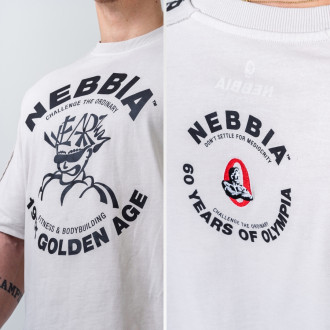 NEBBIA - Washed oversized tričko GOLDEN AGE 790 (light grey)
