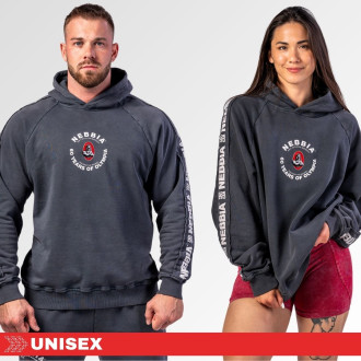 NEBBIA - Unisex washed mikina s kapucí HERITAGE 793 (black)