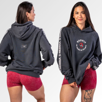NEBBIA - Unisex washed mikina s kapucí HERITAGE 793 (black)