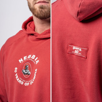 NEBBIA - Unisex washed mikina s kapucí HERITAGE 793 (red)