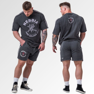 NEBBIA - Washed teplákové šortky LEGEND 786 (black)
