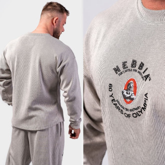 NEBBIA - Unisex oversized mikina bez kapuce SIGNATURE 797 (light grey)