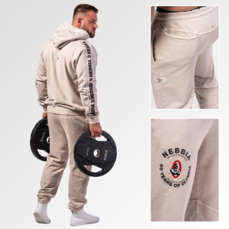 NEBBIA - Washed tepláky s kapsami LEGEND 795 (light grey)