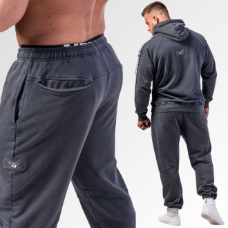NEBBIA - Washed tepláky s kapsami LEGEND 795 (black)