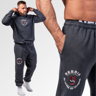 NEBBIA - Washed tepláky s kapsami LEGEND 795 (black)
