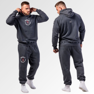 NEBBIA - Washed tepláky s kapsami LEGEND 795 (black)