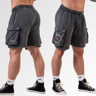NEBBIA - Washed volné cargo šortky LEGACY 787 (black)