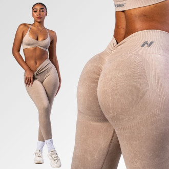 NEBBIA - Bezešvé legíny s vysokým pasem MAXIMUM PUSH-UP 302 (cream)