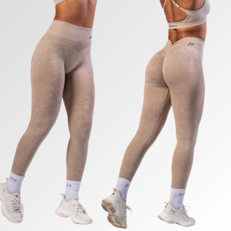 NEBBIA - Bezešvé legíny s vysokým pasem MAXIMUM PUSH-UP 302 (cream)