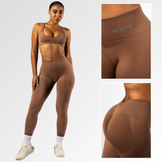 NEBBIA - Bezešvé legíny s vysokým pasem MAXIMUM PUSH-UP 302 (brown)