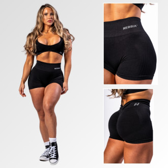 NEBBIA - Bezešvé push-up šortky s vysokým pasem TOTALLY SEAMLESS 304 (black)