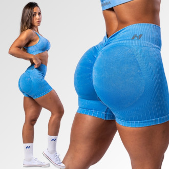 NEBBIA - Bezešvé push-up šortky s vysokým pasem TOTALLY SEAMLESS 304 (blue)