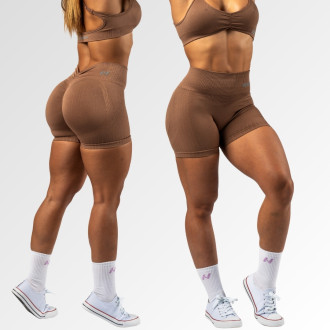 NEBBIA - Bezešvé push-up šortky s vysokým pasem TOTALLY SEAMLESS 304 (brown)