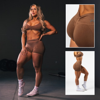 NEBBIA - Bezešvé push-up šortky s vysokým pasem TOTALLY SEAMLESS 304 (brown)