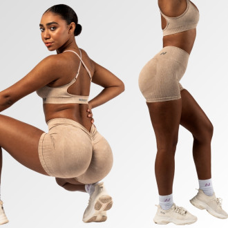 NEBBIA - Bezešvé push-up šortky s vysokým pasem TOTALLY SEAMLESS 304 (cream)