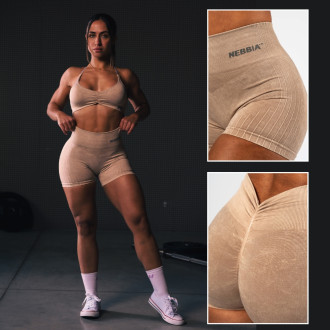 NEBBIA - Bezešvé push-up šortky s vysokým pasem TOTALLY SEAMLESS 304 (cream)