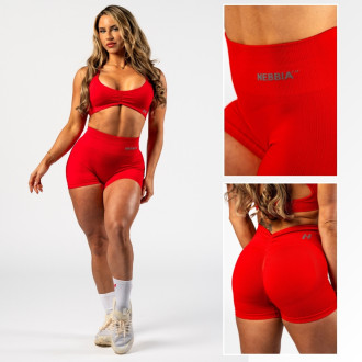 NEBBIA - Bezešvé push-up šortky s vysokým pasem TOTALLY SEAMLESS 304 (red)