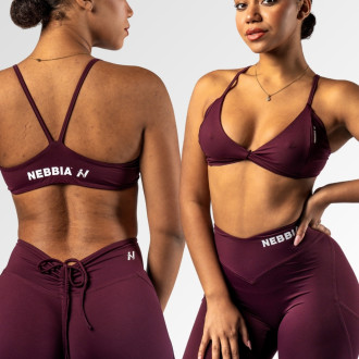 NEBBIA - Sportovní podprsenka se střední oporou TWIST-KNOT 423 (dark red)