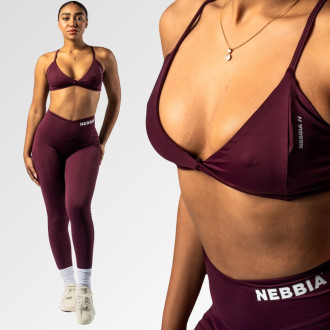 NEBBIA - Sportovní podprsenka se střední oporou TWIST-KNOT 423 (dark red)