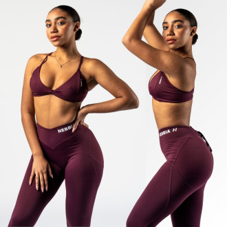 NEBBIA - Sportovní podprsenka se střední oporou TWIST-KNOT 423 (dark red)