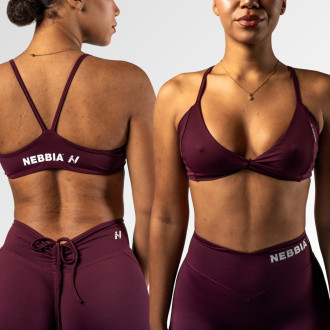 NEBBIA - Sportovní podprsenka se střední oporou TWIST-KNOT 423 (dark red)