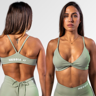 NEBBIA - Sportovní podprsenka se střední oporou TWIST-KNOT 423 (light green)