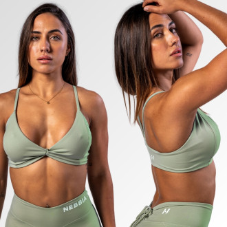 NEBBIA - Sportovní podprsenka se střední oporou TWIST-KNOT 423 (light green)