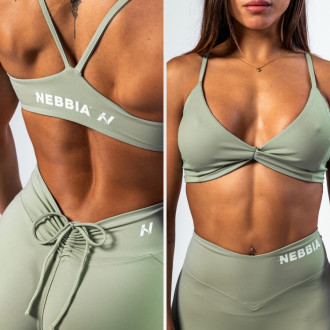 NEBBIA - Sportovní podprsenka se střední oporou TWIST-KNOT 423 (light green)