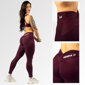 NEBBIA - Tvarující legíny s V-shaped pasem STRONG BEAUTY 425 (dark red)