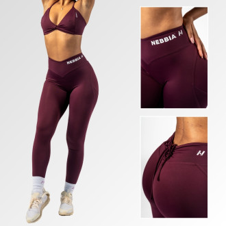 NEBBIA - Tvarující legíny se šněrováním STRONG BEAUTY 426 (dark red)