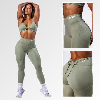 NEBBIA - Tvarující legíny se šněrováním STRONG BEAUTY 426 (light green)