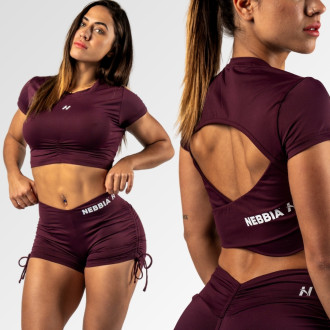 NEBBIA - Open-back crop top STRONG BEAUTY 430 (dark red)